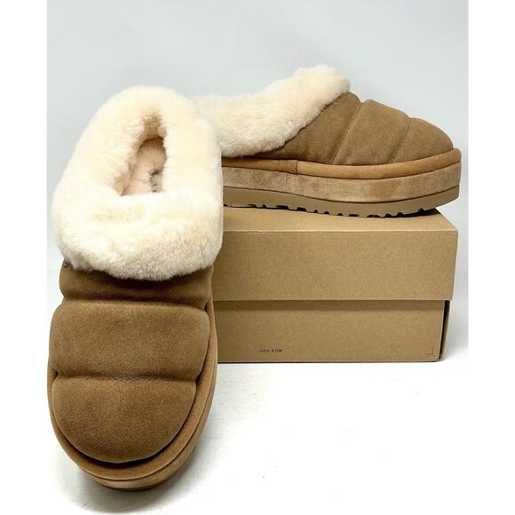 UGG Tazzlita Quilted Chestnut Platform Suede Slipper Women's Size 9 NIB - Picture 3 of 13